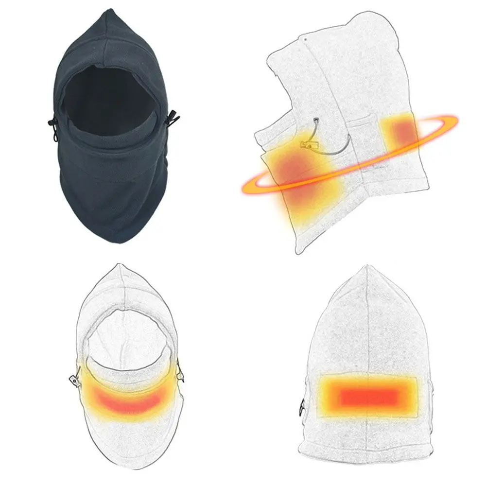 

Heating Windproof Mask Hat USB Charging Neck Warmer Thermal Fleece Ski Face Mask Winter Warm Hat