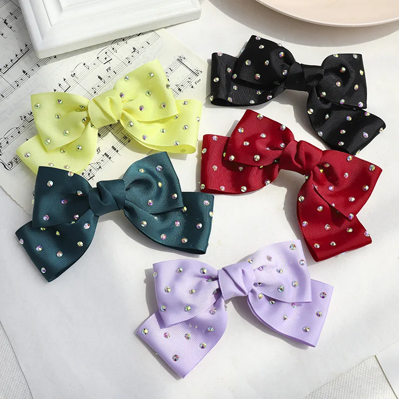 Женские украшенные бантом из имитации бриллиантов Заколка для волос аксессуары