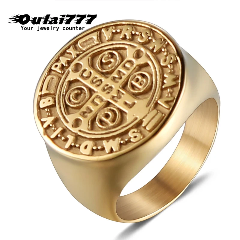 Oulai777 mes signet ring 2019 оптовая продажа колец из нержавеющей стали большое Золотое