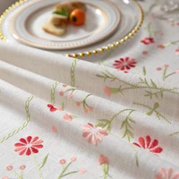 pastoral 3d embroidered floral tablecloth rustic small flower table cover elegant rectangle tafelkleed home decoration zc137