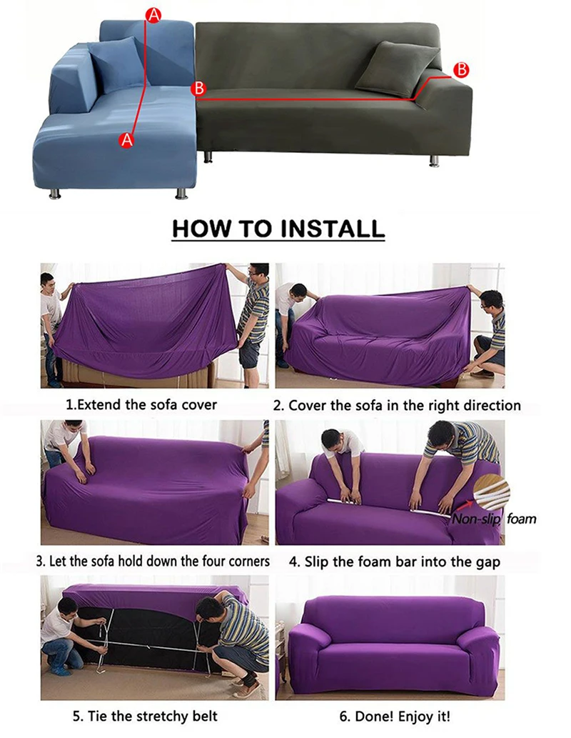 

Elastic Sofa Cover Modern Couch Slipcover Chair Protector Living Room Solid Color Cover chaise lounge 1/2/3/4 Seater