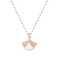 fashion zircon shell rose gold skirt pendants necklaces for women 2020 kpop accessories jewelry stainless steel chains necklaces