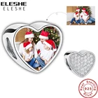 Шармы-бусины ELESHE из серебра 925 пробы с индивидуальным фото на заказ, подвески-шармы в форме сердца, подходят для оригинального браслета сделай сам, модные ювелирные изделия из серебра 925 пробы