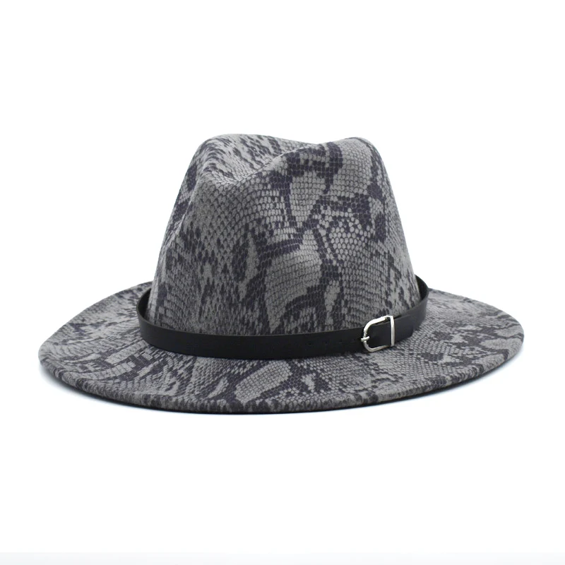 The New Retro Men's Hot Sale Wool Snake Pattern Top Hat Woolen Top Hat Travel Back Jazz Hat Elegant Ladies Hat F17