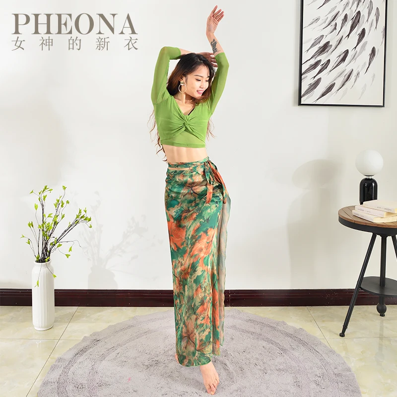 

Женский костюм для танца живота, комплект из топа и шарфа для восточных танцев, униформа для выступлений, B38