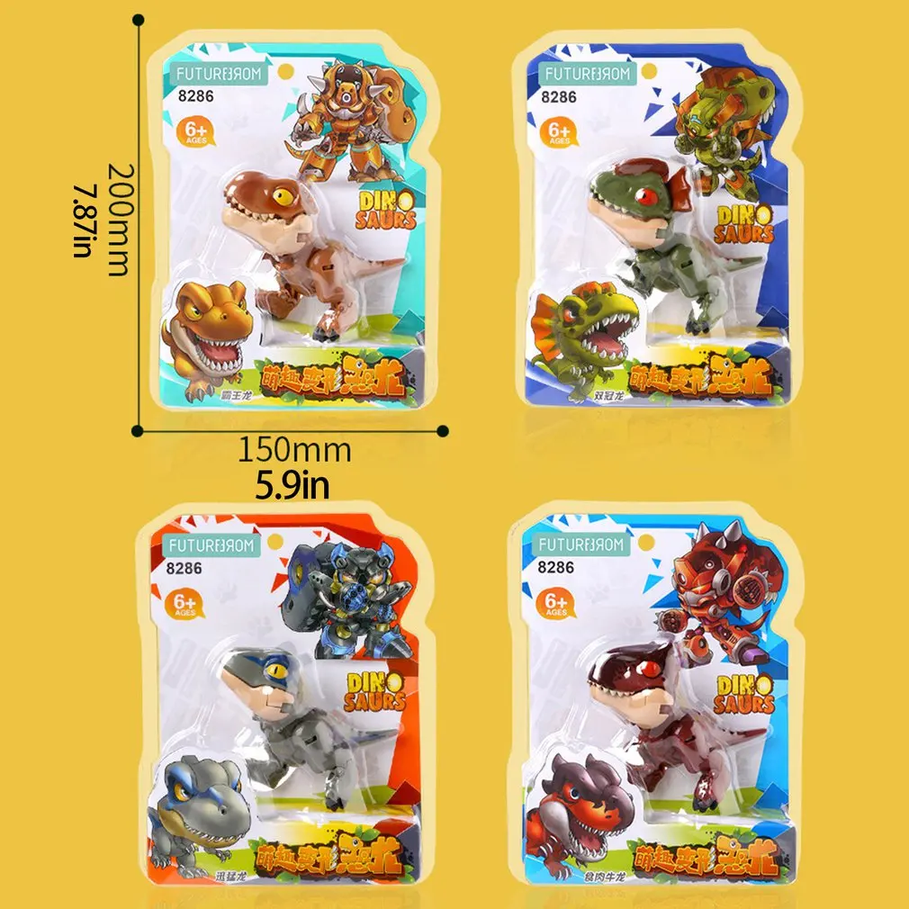 

Q Version Funny Transforming Mech Dinosaur Toy Home Furnishings Shape Changing Toy QVersion Dinosaur Figure Christmas Kid's Gift