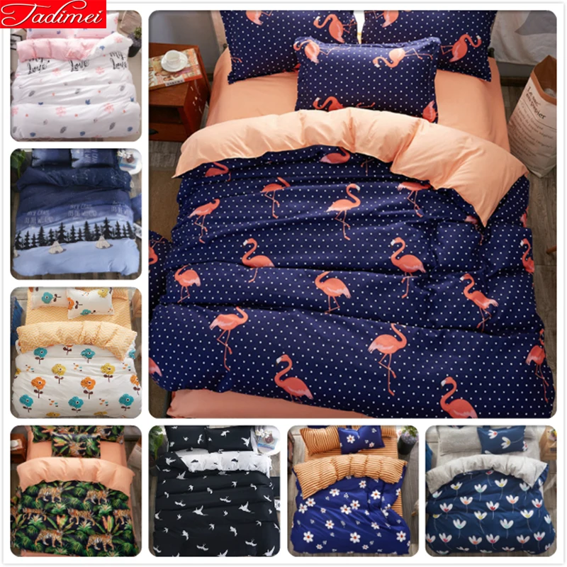 Наволочка с рисунком фламинго простыня наволочка 3/4 шт. мягкое постельное белье