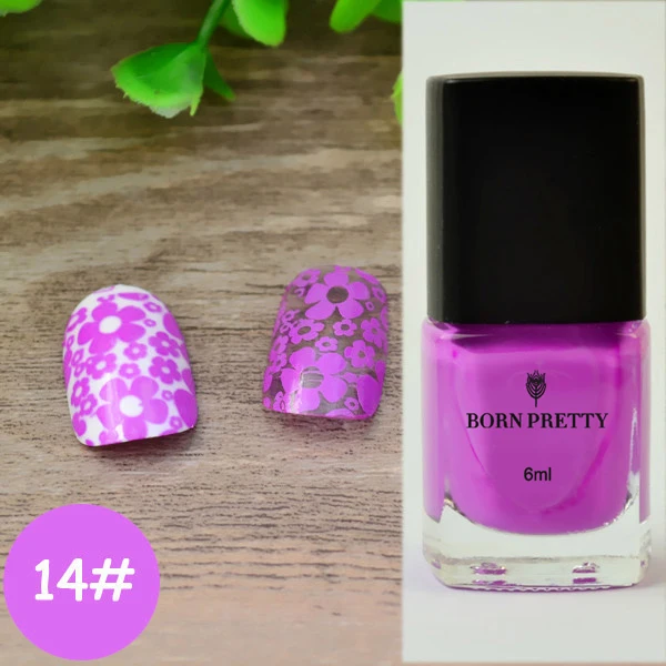 6ml 14 BORN PRETTY, яркие цвета, лак для ногтей, тиснение, черный, сладкий стиль, штамп для ногтей, пластина, лак для печати изображений, маникюрный лак, 15 мл, 6 мл - Цвет: 6ml 14