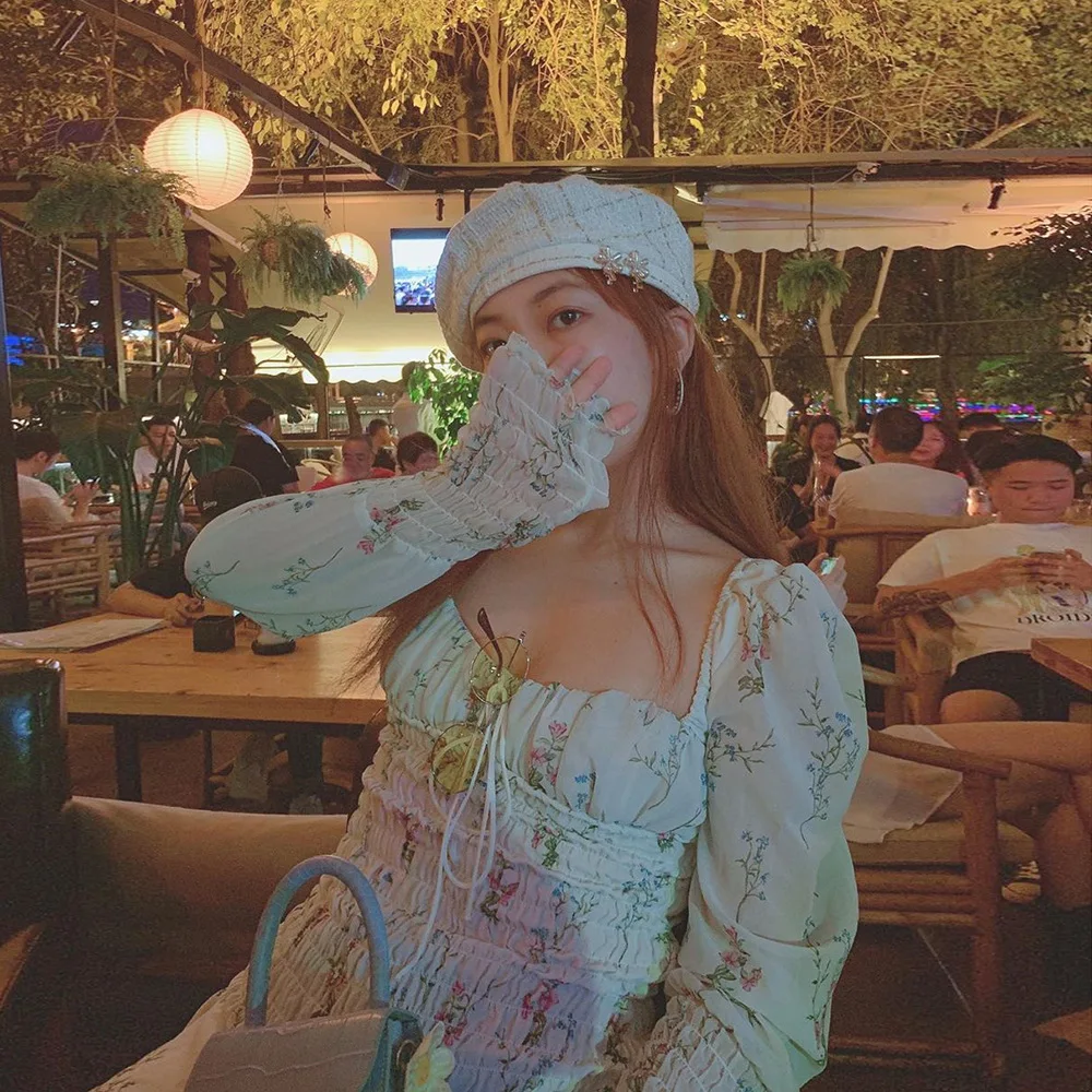 Kpop Blackpink Lisa летнее женское белое милое шифоновое плиссированное платье с длинным рукавом для девушек корейский праздничный Стиль повседневные платья