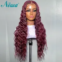 Burgundy Lace Front Wig 99j Colored Human Hair Wigs For Women Transparent Lace Frontal Wig Pre Plucked Newa Hair Brazilian Wigs