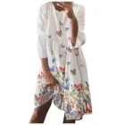 Размера плюс, летние женские повседневные платья, удобный, вокруг шеи бабочкалиственным принтом платье с длинными рукавами Vestidos Mujer Verano 2021