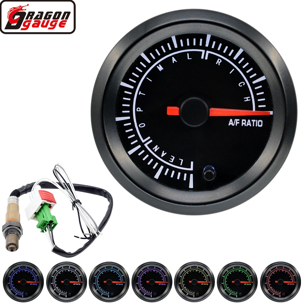 

Dragon 2" 52mm 7 Colors LED Backlight Auto Car Air Fuel Ratio Gauge Narrow Band O2 Oxygen Sensor Meter Free Shipping