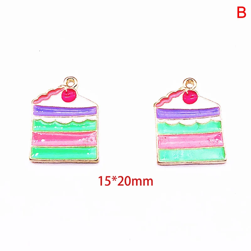 10 шт./лот мультфильм лламы торт сердце кактус эмаль шарм золото металл подвеска