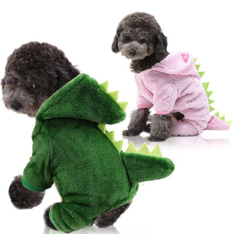 

Dinosaur Dog Clothing Hoodie Pet Dogs Clothes Costume Pajamas Outfits Medium Soft Cute Yorkies Autumn Winter Green Girls Collar
