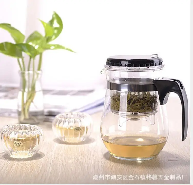 Круглый термостойкий стеклянный чайник высокое качество 500 мл с цветами чашка