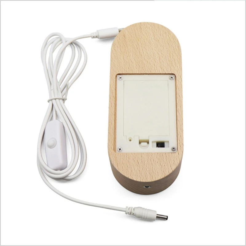 

Crystal Glass Art Oval Wood LED Base Resin Art Ornament Wood Lighted Base Stands