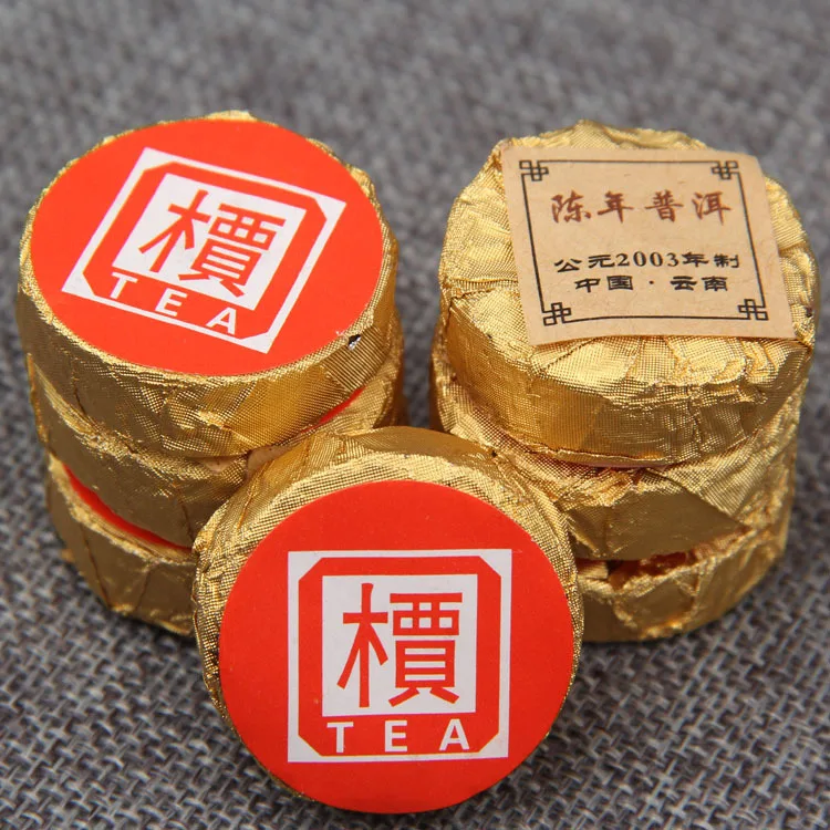 Yunnan 'ji' Word Mini Tuocha сделано 2003 старым чаем пуэр Шу ПУ эрх|Заварники| |