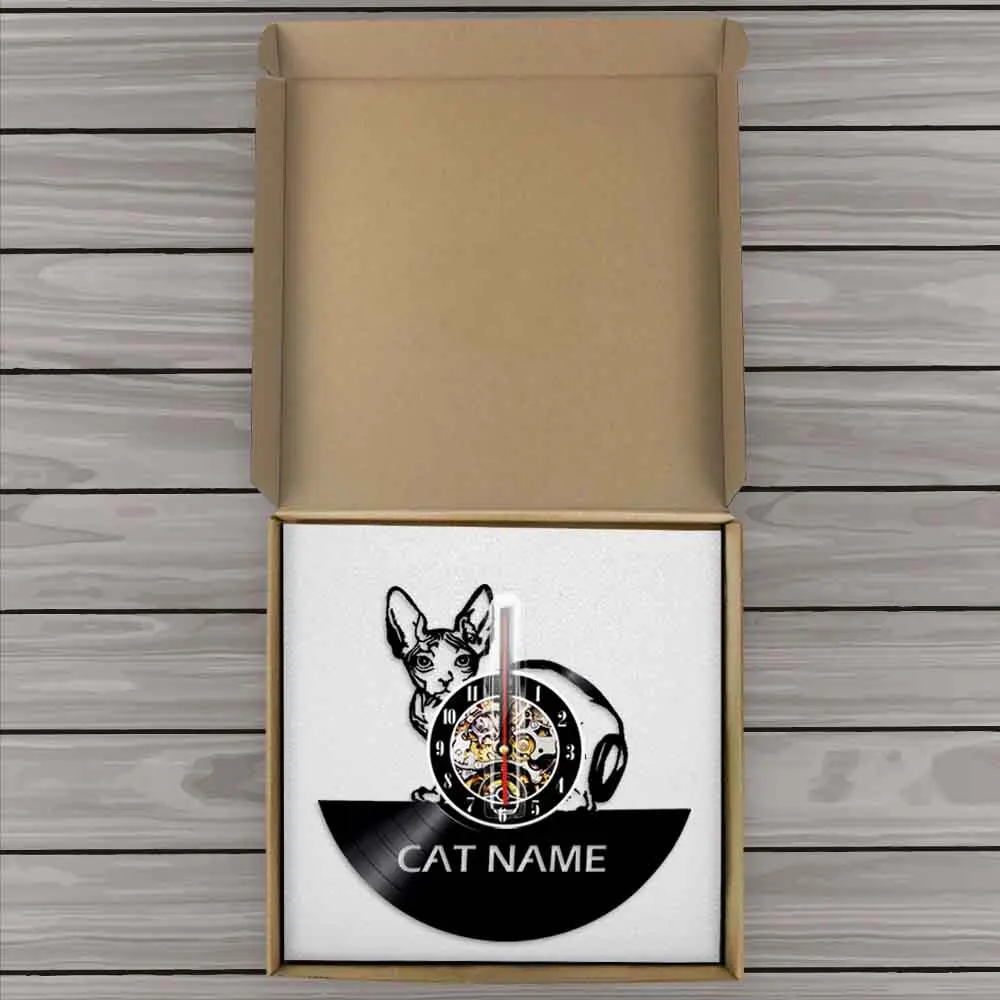 Настенные часы с изображением канадского кота без волос современный дизайн