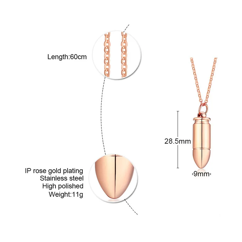 

Personality Stainless Steel Bullet Necklace Pendant Motorcycle Party Punk Cool Necklace Hip Hop Jewelry for Men Women