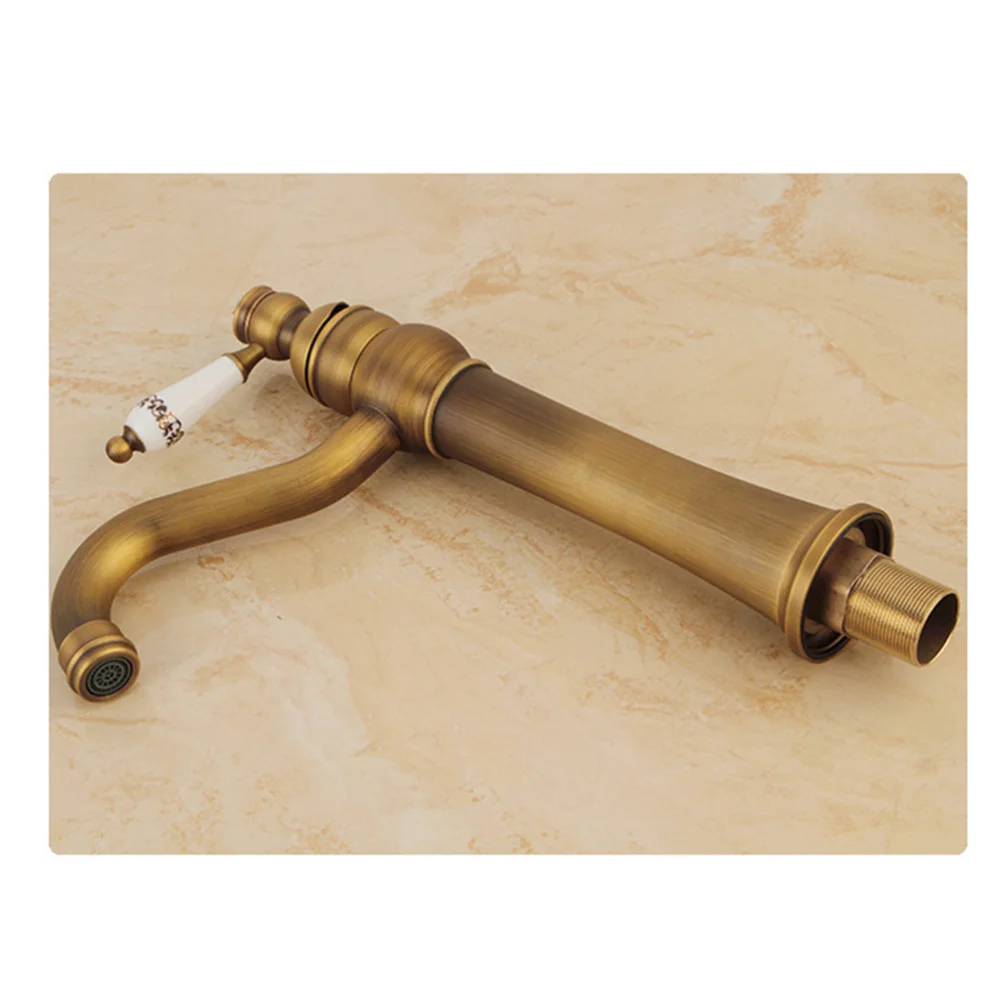 

Antique Bronze Brass Gold Hot And Cold Water Kitchen Sink Rotary Basin Handle Lever Mixer Tap