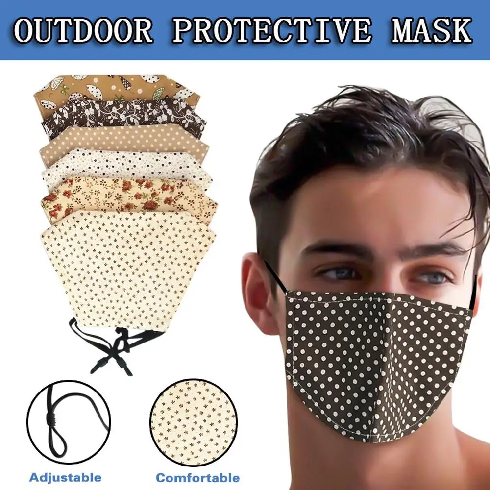 

7 шт., модная маска для лица с принтом, Пылезащитная, ветрозащитная, Дымчатая, моющаяся, защитная, хлопковая маска, крышка для рта B