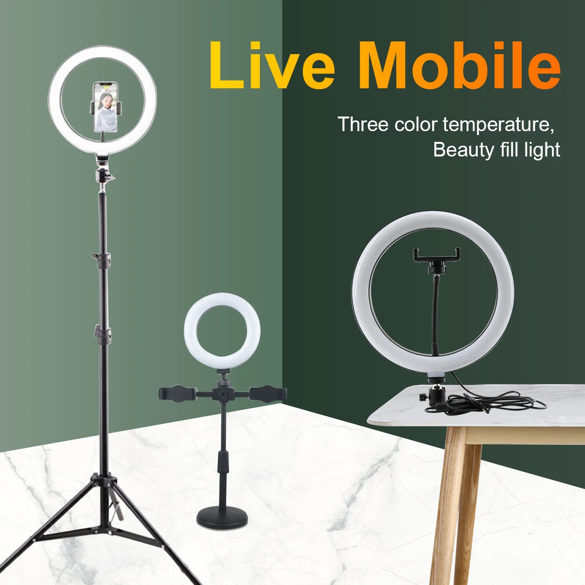 

ANKNDO Selfie Ring Light Photography Led Selfie Lamp with Tripod Stand Usb Charge Dimmable fill light For Live Video Streaming
