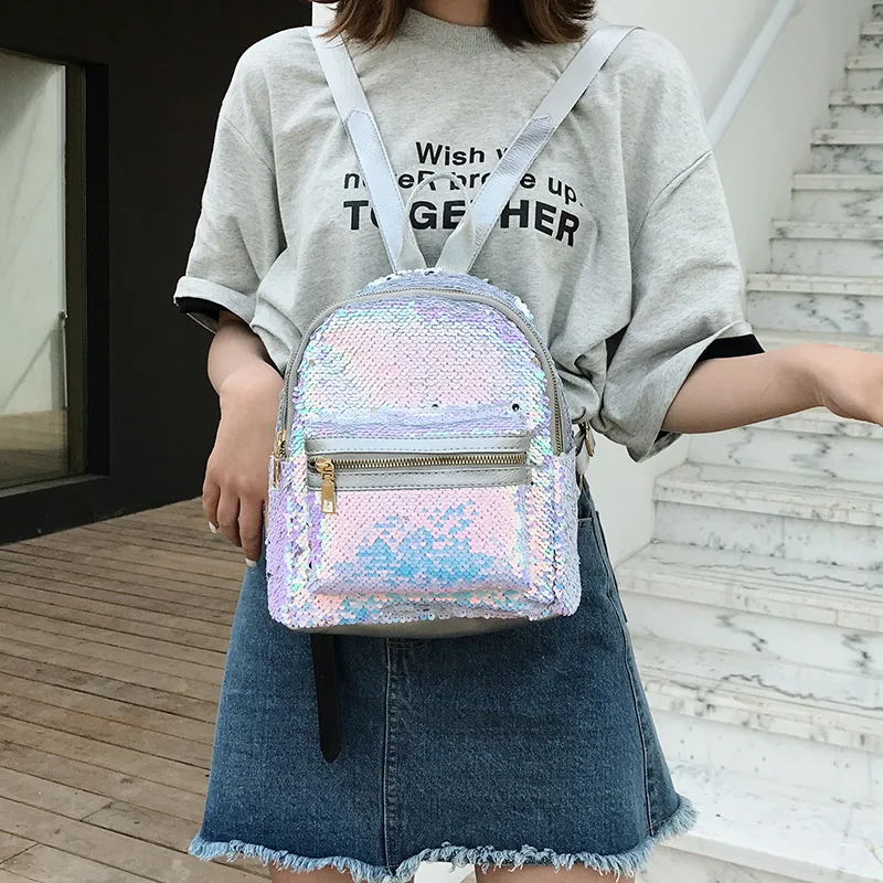 Женский Блестящий рюкзак с блестками блестящий дорожный для девочек-подростков