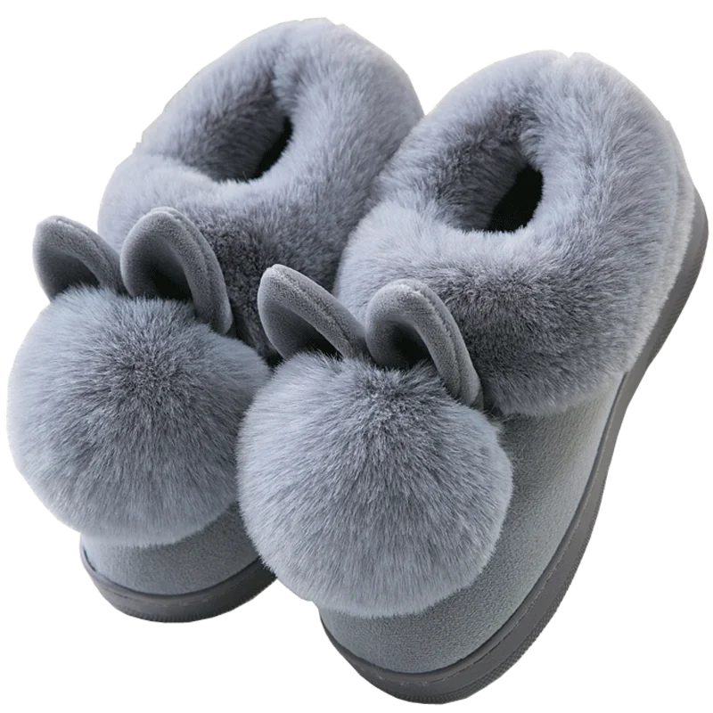 

Autumn Winter Cotton Slippers Fur Rabbit Home Warm Thick Bottom Indoor Cotton Shoes Cat Slippers Womens Slippers Cute Fluffy