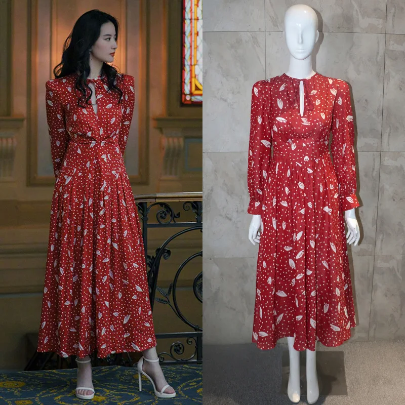 Новинка 2019 осеннее платье в горошек с перьями женское ретро стиле сексуальное