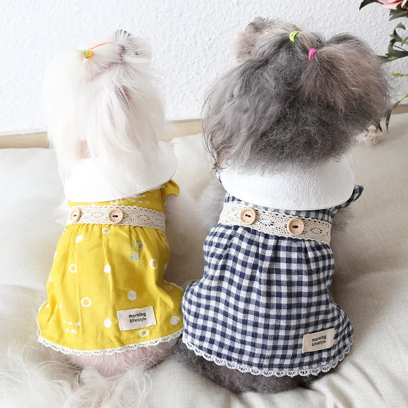 Одежда в стиле ретро для девочек одежда собак желтого и синего цветов осенние