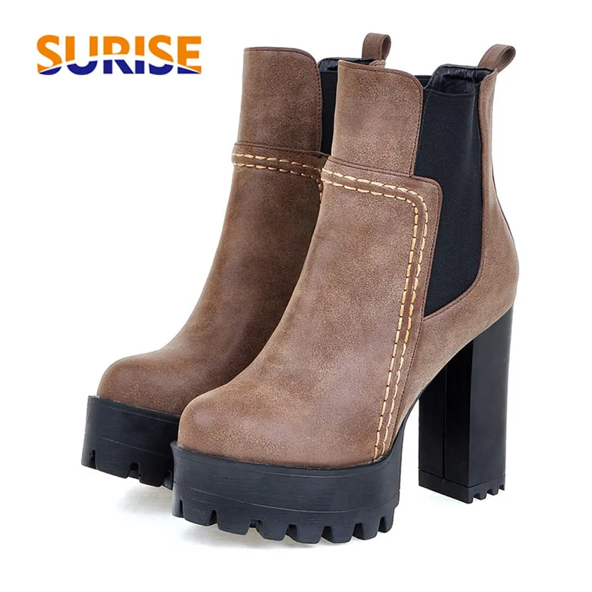 Женские ботинки челси на платформе 12 см черные ботильоны из искусственной кожи