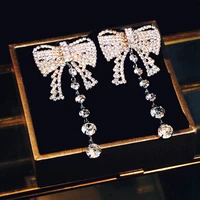 vintage popular design big bowknot dangle earrings for women charm jewelry s925 needle shiny aaa zirconia wedding party ins hot