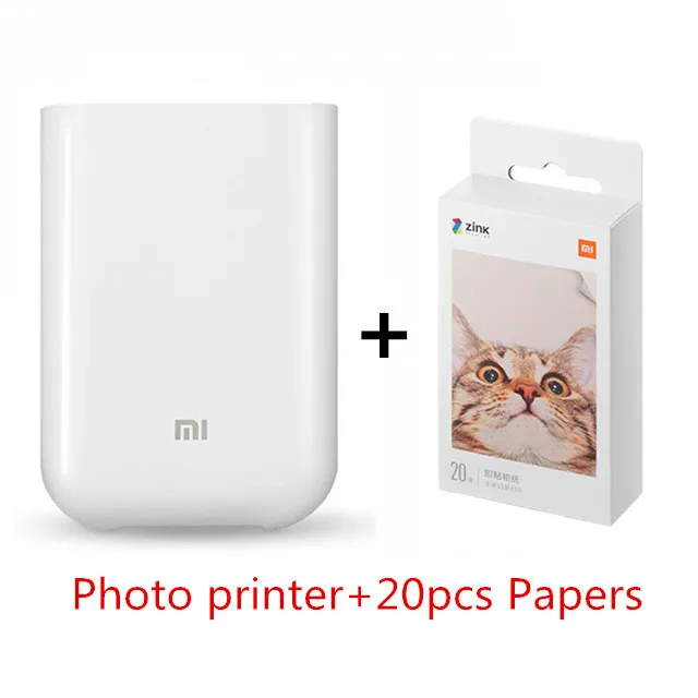 Printer Add 20 Paper Xiaomi AR принтер 300 точек/дюйм портативный фото мини карман с DIY поделиться 500 мАч принтер картинок Карманный работать с приложением Mijia - Цвет: Printer Add 20 Paper