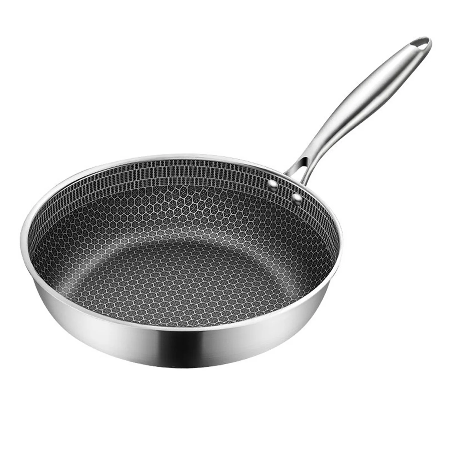 

Schnesland Stainless Steel Frying Pans Non-stick Uncoated Skillet Wok Pan