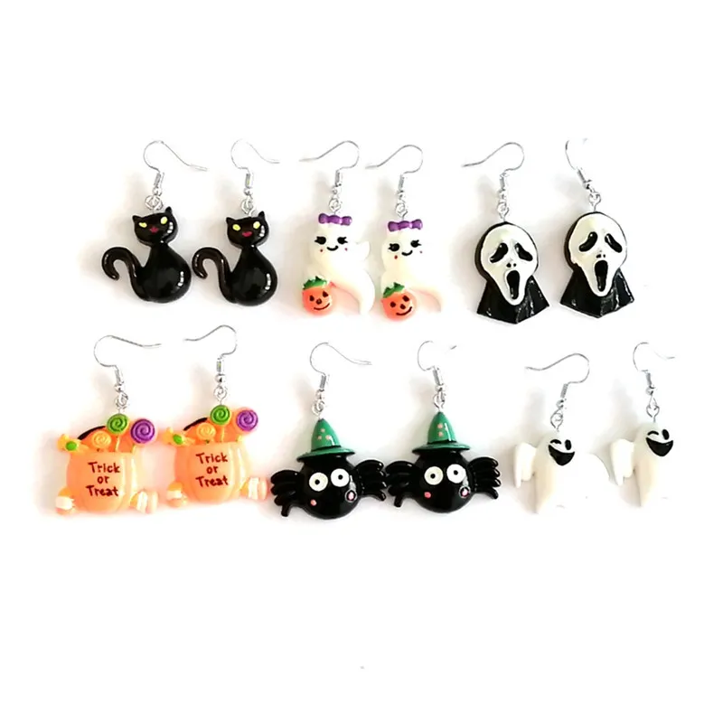 

Halloween resin earrings girl personality pumpkin mask skull ghost cat Halloween accessories earrings