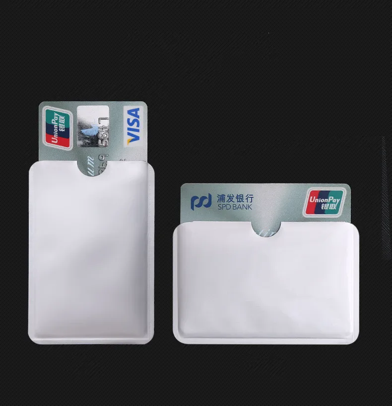 

10pcs Silver Anti Scan RFID Sleeve Protector Credit ID Card Aluminum Foil Holder Anti-Scan Card Sleeve Hot Sale Cross section
