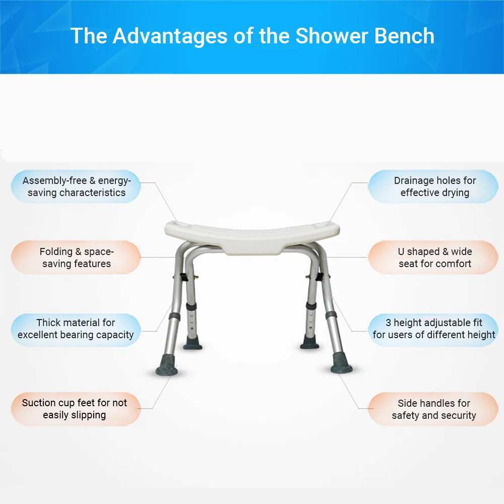 

Non Slip Bath Chair Bench Aid bathroom And Shower Chair No Back Chair Height Adjustable Non Slip Toilet Seat Disabled Elderly