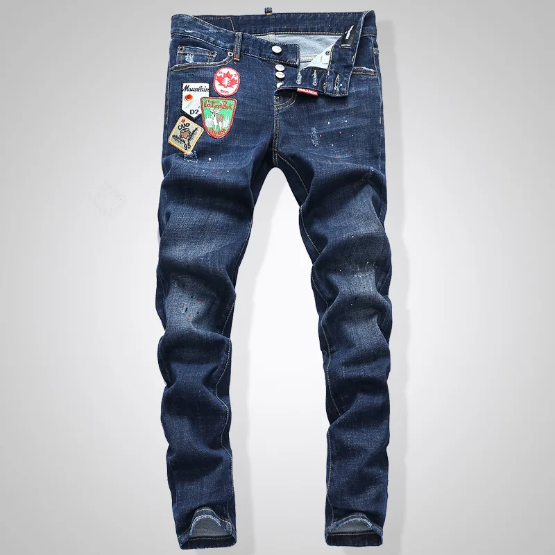 Стрейч D2 джинсы длина молодых нищих осенью и зимой|Мужские джинсы| |
