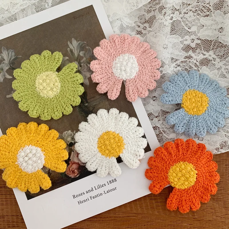 Заколки для волос с цветами аксессуары девочек милые детские зимние вязаные