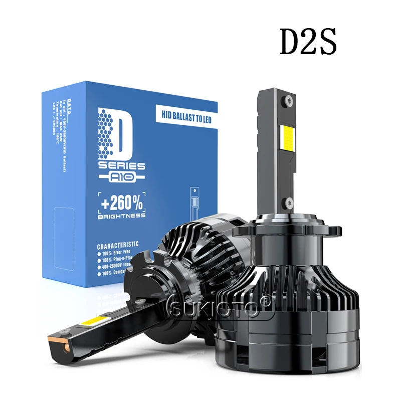 SUKIOTO 2PCS D4S LED Headlamp Bulb Super Bright 70W 6500K White Car Light Canbus D1S D3S Auto Lamp D2S D2R Headlight Bulbs | Автомобили и