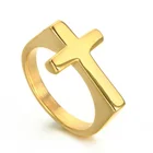 Мужские Простые Модные золотые черные кресты христианские кольцо амулет