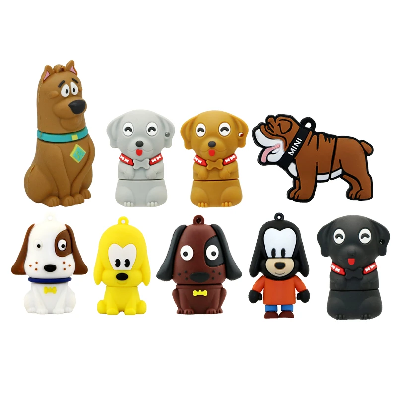 USB флеш-накопитель с животным бульдогом, флеш-накопитель с мультяшным питомцем, USB карта памяти для хранения 4 ГБ 8 ГБ 16 ГБ 128 ГБ, мини-флешка с желтой собакой, подарки