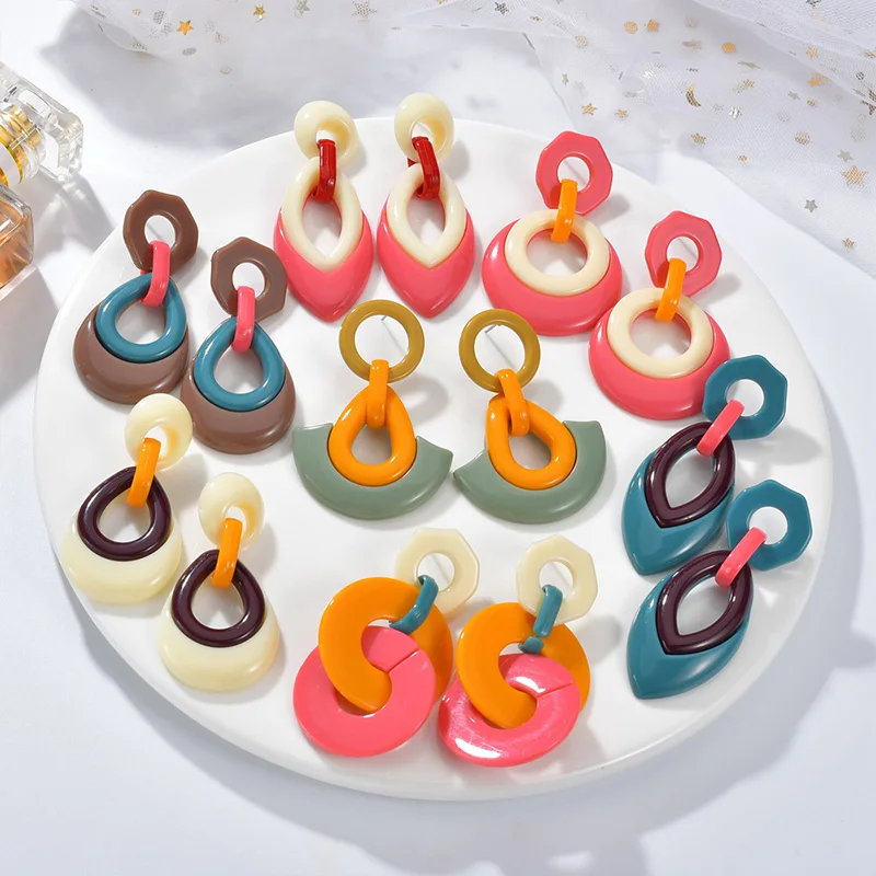 Разноцветные полимерные серьги для женщин сектор цепи акриловые гвоздики лидер