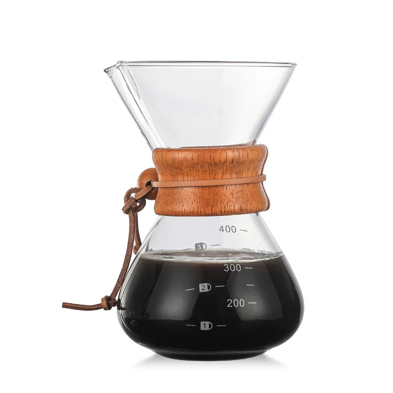 

Wholesale High-Temperature Resistant Glass Coffee Maker Coffee Pot Espresso Coffee Machine with stainless steel V60 filter pot