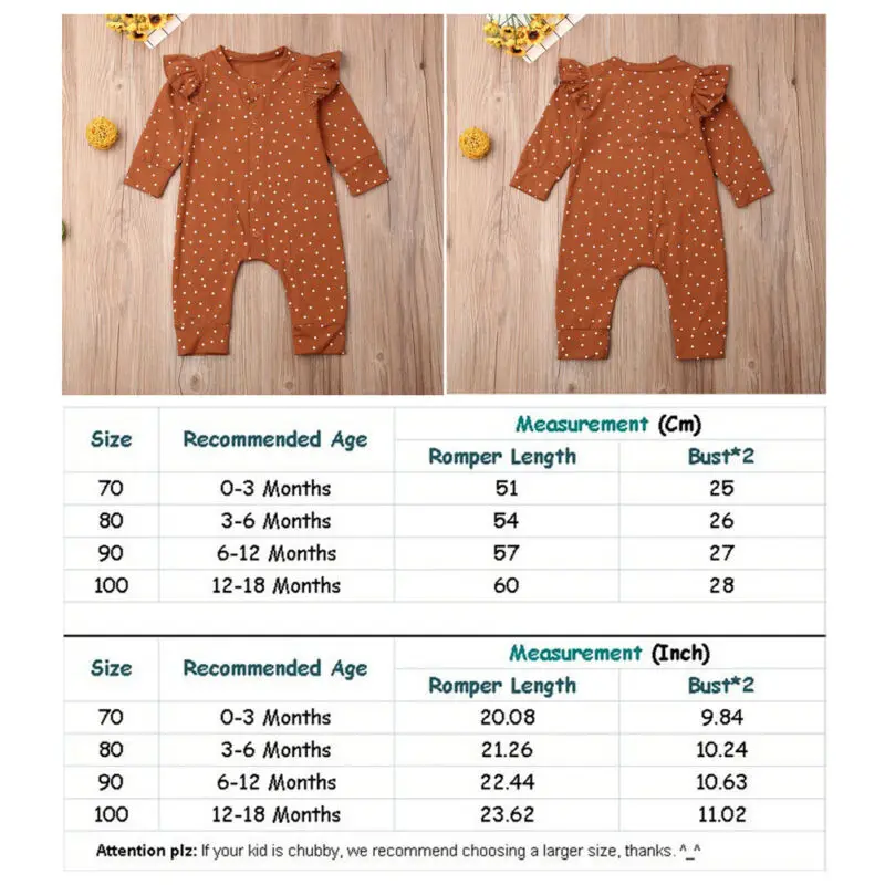 

Pudcoco Baby Girl Boys Clothes Long Sleeve Polka Dots Ruffle Romper Buttons Up Jumpsuit Toddler Infant One Piece Outfits 1-2Y