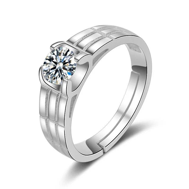 

Trendy Men Women Ring 925 Silver Jewelry Hand Accessories with Cubic Zirconia Open Finger Rings for Wedding Party Gift Wholesale