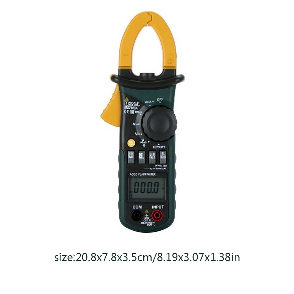 

Digital Clamp Meter MS2108A New Auto Range Multimeter DC AC Current Electrical Tester Green Capacitance NCV Ohm Hz Tester