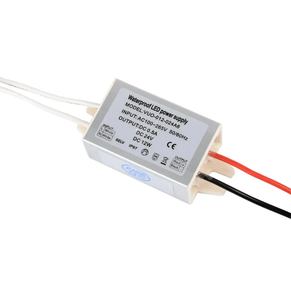 Светодиодный трансформатор IP67 водонепроницаемый 12 в пост. Тока/24 В/12 Вт
