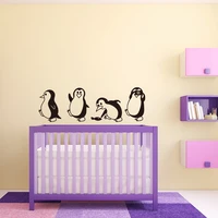 creative 4 penguins wall stickers home decoration for kids baby room fridge porch wallpaper peel stick waterpoof pvc art mural