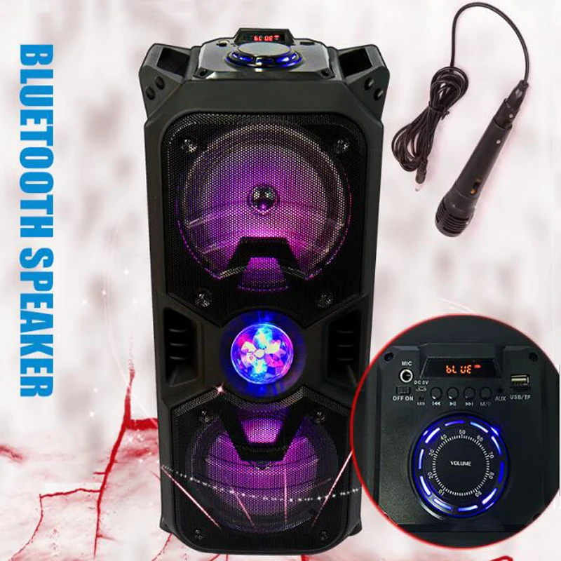 Wireless Bluetooth Speaker LED Portable Hi-Fi Speaker Bass With AUX USB Cool LED Shining Light TF Speakers Loudspeaker